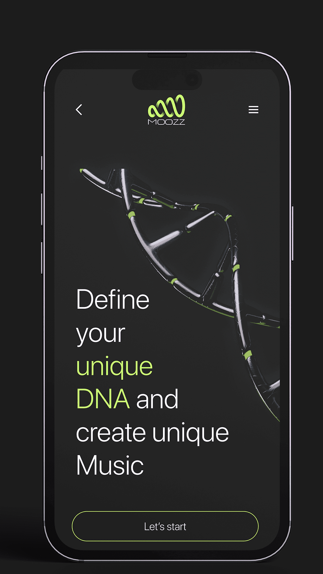 Moozz DNA Music Creation Screen