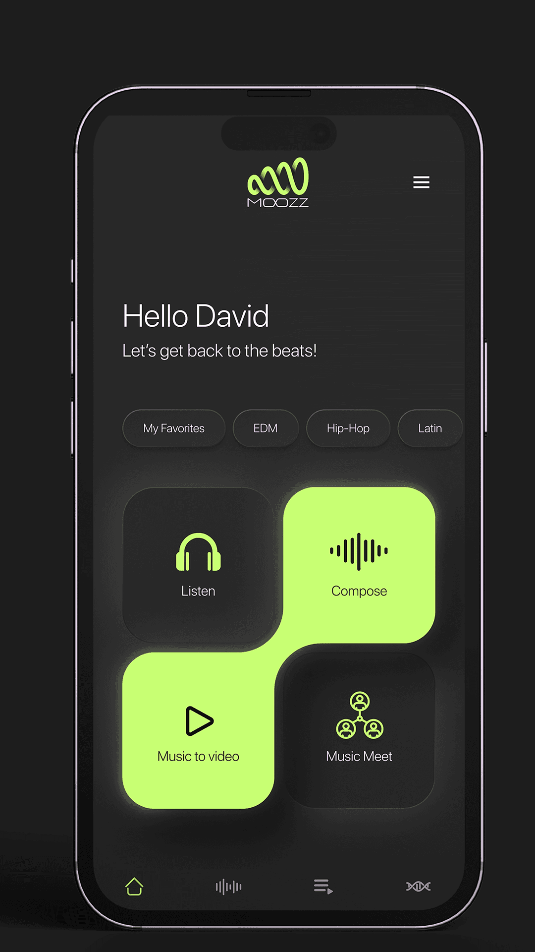 Moozz App Home Screen