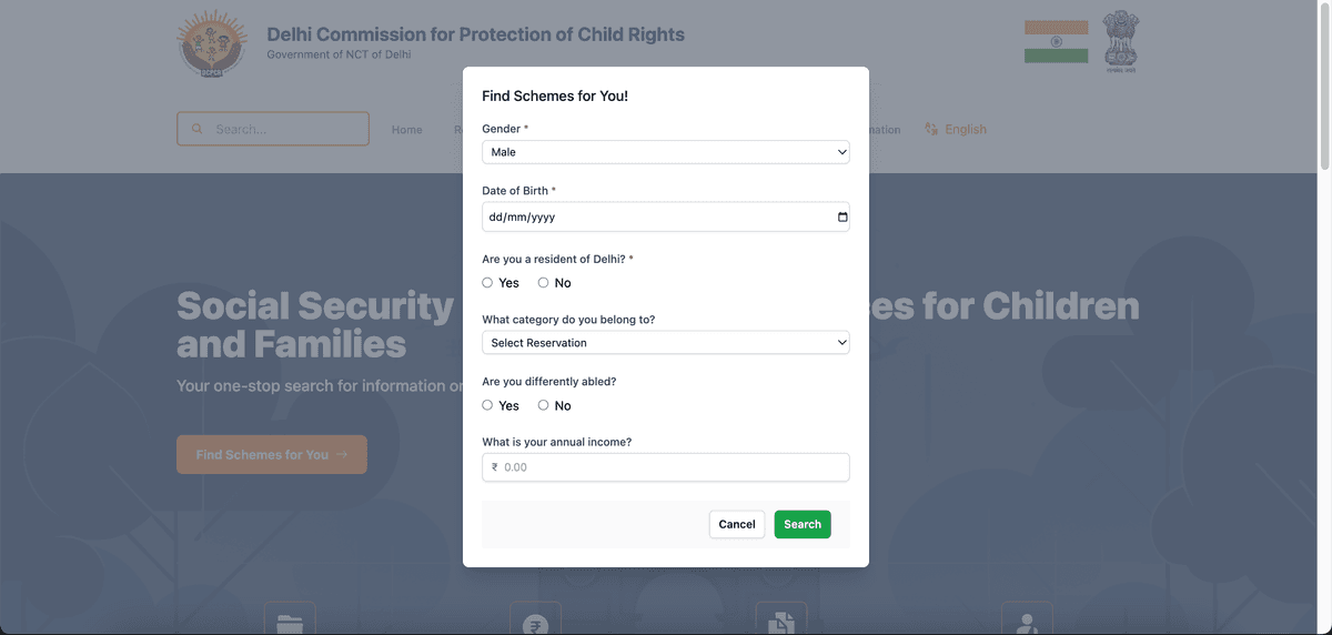 Find Schemes Modal with Filters